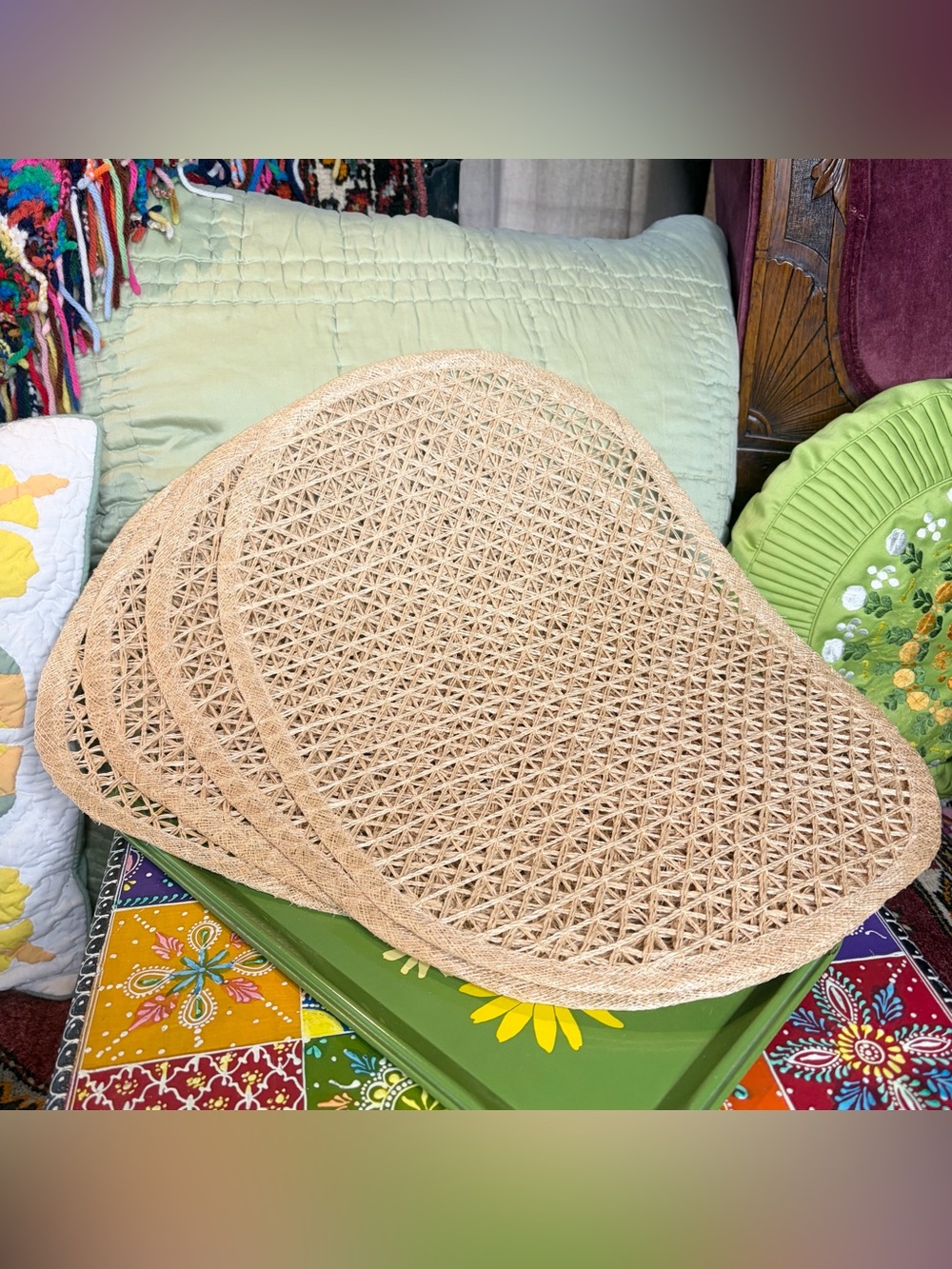 Natural Fiber Woven Placemats Set of 4